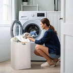 STORAGE MANIAC Large Laundry Hamper, 80L (21.1 Gal) Collapsible Laundry Basket with Bamboo Handles, Freestanding Waterproof Clothes Hamper for Laundry Room, Bedroom, Dorm, Towels, Toys, Beige