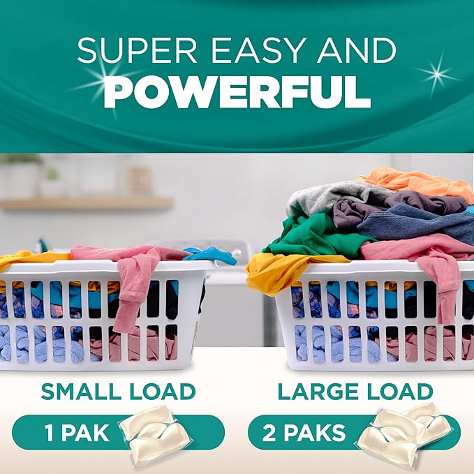 ARM & HAMMER Deep Clean Free & Clear Power Paks Concentrated Laundry Detergent, Free of Dyes, Perfumes and Phosphates, Dermatologist Tested, 44 Count