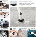 Electric Spin Scrubber Cordless - 8 Brush Heads, 5-Speed Settings, Adjustable Extension Handle for Bathroom, Kitchen, Tile, Bathtub & Floor Cleaning