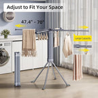 BIREN Clothes Drying Rack Foldable Extending Laundry Rack with 16 Clips Collapsible Clothing Rack Space-Saving Clothing Racks for Hanging Clothes, Indoor, Camping, Balcony, Outdoor