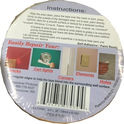 Stepsaver Products Self Adhesive Stress Crack Tape (1.25'' x 30' Smooth Roll) Item 7030