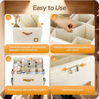 Shoe Organizer for Closet, 2 Pack Foldable Shoe Storage Organizer Box with Adjustable Dividers and Clear Cover, Space Saving Shoe Box with Reinforced Handles, Fits 16-32 Pairs, White+Green