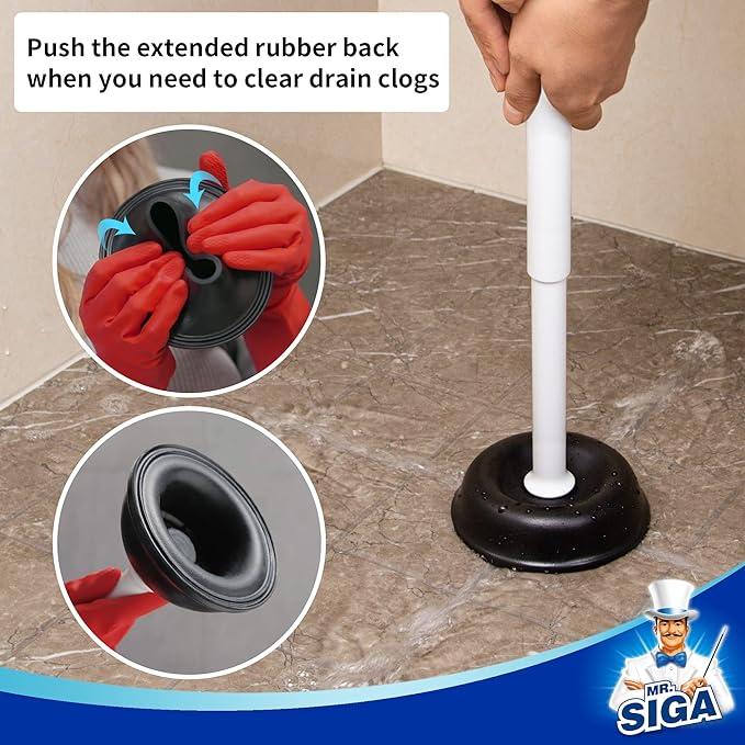 MR.SIGA Toilet Plunger with Holder, Heavy Duty Toilet Plunger and Holder Combo for Bathroom Cleaning, White