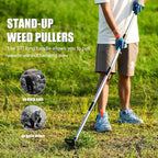 RONSUNG Weed Puller Tool with 57" Long Handle – 2-in-1 Stand Up Weeder & Garden Hoe with Heavy-Duty Steel Head, Manual Hand Uprooting Weeding Pull for Lawn, Yard & Lawn, Bonus Gloves Included