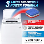 Washing Machine Cleaner Tablets 14 Pack for HE Top Load - Eco Friendly Washer Machine Cleaning Tablets - 3 Layers Septic Safe Wash Machine Full Deodorizer Descaler Protector - 1 Plus Year Supply