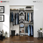 ClosetMaid SuiteSymphony Wood Closet Organizer Kit with Tower, 3 Hang Rods, Top Shelves, Adjustable, Fits Spaces 5-9 ft. Wide, Graphite Grey