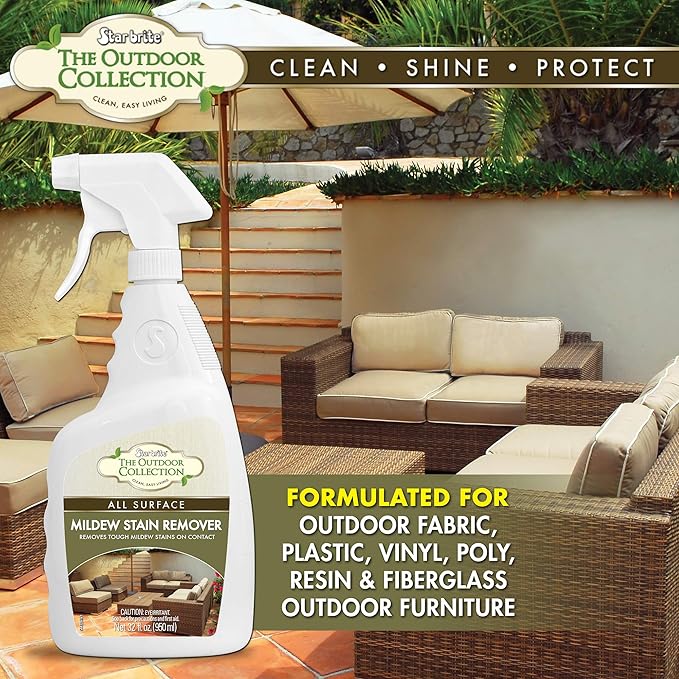 STAR RBITE O/C Mildew Stain Remover - Professional Strength, Quick-Acting, Multi-Surface Cleaner for Outdoor Furniture, Vinyl, and Grout - 1 Gallon (054400)