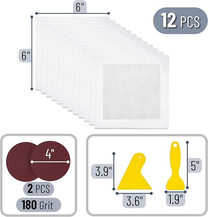 Bates- Drywall Repair Kit, 16 pcs, 6 Inch, Dry Wall Patch Kits, Wall Repair Patch Kit, Wall Patch Repair Kit, Drywall Hole Patch, Drywall Patch Kit, Wall Hole Repair Kit, Drywall Patch Hole