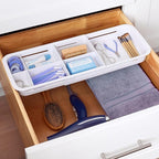 YouCopia DrawerFit Sliding Drawer Tray with Adjustable Dividers, Expandable Kitchen Storage Organizer, Speckled White