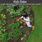 Bow Rakes for Lawns, 17 Prongs 17" Wide Heavy Duty Metal Garden Rake Long Handle 50", Adjustable Rock Yard Thatch Rake for Leaves Gardening Loosening Soil Mulch Gathering Leaf