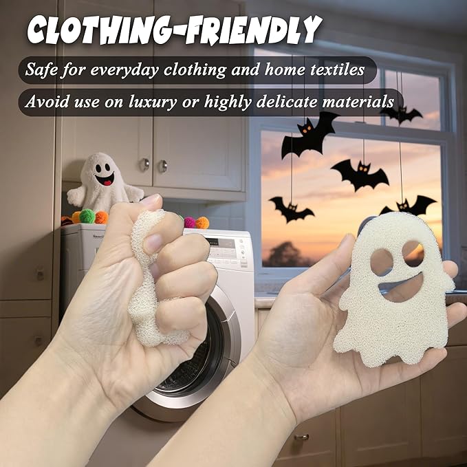 NewKe 6 Pack Halloween Pet Hair Remover Tool for Laundry, Reusable Laundry Pet Hair Catcher Lint Remover, Washing Machine Hair Catcher, Washing Dryer Balls for Clothing Dog Cat Pet Fur Remover-Ghosts