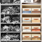 Homsorout Drawer Organizers and Storage - 8 Pack Foldable Pants Organizer with Clear Window & Handles, Fabric Closet Organizer for Clothes, Jeans, Sweaters, Towels, T-shirt, Scarf (Beige)