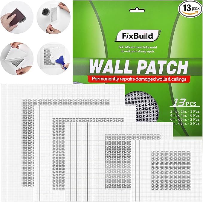 Drywall Repair Kit, 13 Piece Aluminum Wall Repair Patch Kit, 2/4/6/8 inch Aluminum Drywall Patch, Quick Fix Plaster