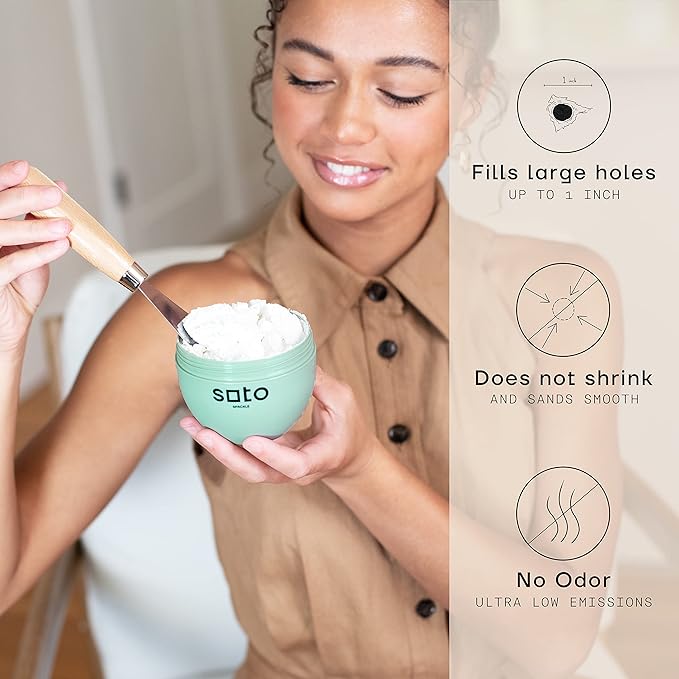 soto Small Hole Repair, Off-White Spackle, 8 Ounces (No. 08 Artisan White) — High Strength Small Hole Filler for use on: Walls, Drywall, Ceiling, Furniture, Cabinets