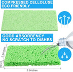Zhengmy 100 Pieces Sponges Bulk Sponges Kitchen Compressed Sponge Natural Dish Sponge Compressed Wood Pulp Cleaning Without Scratching for Kitchen Bathroom, 3.9 x 2.4 x 0.12 Inch (Multicolor)