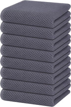Homaxy 100% Cotton Waffle Weave Kitchen Dish Towels, Ultra Soft Absorbent Quick Drying Cleaning Towel, 13 x 28 Inches, 8-Pack, Dark Grey