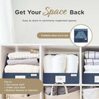 Trapezoid Storage Bins – 12x12x10 Fabric Storage Baskets, Collapsible Easy-Access Organiser Boxes for Baby Clothes, Kids Room Organizer – Navy Blue, 3 Pack
