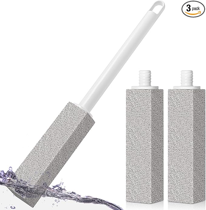 4TH Pumice Stone Toilet Bowl Cleaning – Pumice Sticks with Long Handle, Ideal for Removing Hard Water Rings and Stains, Eco-Friendly and Scratch-Resistant-3Pack