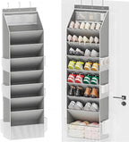 Over The Door Shoe Organizer - Shoe Rack with 8 Tiers, Sturdy Oxford Fabric Storage for Closet, Entryway, Dorm Room, Bedroom, Space Saving Holder for All Types Over The Door Organizer(Grey)