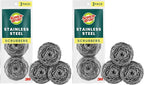 Scotch-Brite Stainless Steel Scrubber for Cleaning Kitchen, Household, and Dishes - 3 Scrubbers (Pack of 2)