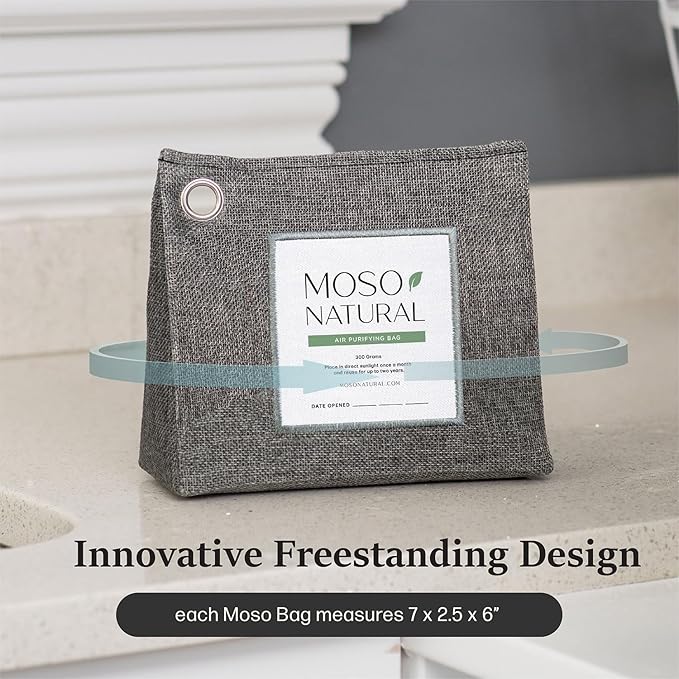 Moso Natural Air Purifying Bag 300g (10.58oz) Premium Bamboo Charcoal Odor Absorber for Home & Pet, Closet Odor Eliminator & Small Room Deodorizer, Charcoal Bags Last 2 Years, Unscented