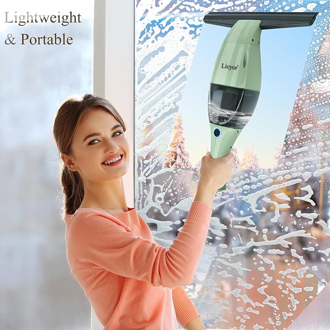 Rechargeable Window Vac, Window Vacuum Squeegee, Cordless Window Vacuum Cleaner Set, Electric Cleaning Tool for Windows, Tiles, Mirrors, Visual Water Tank