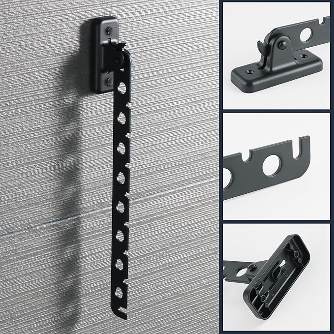 Alise Cloths Drying Rack Wall Mounted, Stainless Steel Folding Laundry Hanging Rack, Swivel Space Saving Clothes Hanger Racks for Bedroom Bathroom Laundry, Matte Black, Double Pack