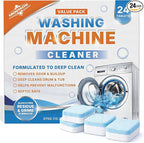 Washing Machine Cleaner Descaler Tablets 24 Pack – Deep Cleaning for HE Front Load and Top Load Washers – Septic Safe Eco Friendly Deodorizer for Drum and Tub Seal