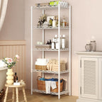 HOMEFORT 5-Tier Wire Shelving 5 Shelves Unit Metal Storage Rack Durable Organizer Perfect for Pantry Closet Kitchen Laundry Organization in White,21”Wx14”Dx61”H