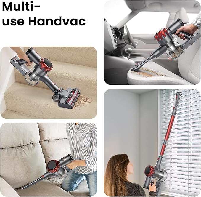 S3 Cordless Vacuum Cleaner, 45kPa Powerful Vacuum Cleaners for Home, 55-Min Runtime Rechargeable Stick Vacuum, Self-Standing, for Pet Hair Carpet Hard Floor, LED Display