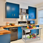 STABLEINK NSF Stainless Steel Table, 24 x 60 Inches 5ft Metal Prep & Work Table with Backsplash, Adjustable Undershelf and Table Foot, for Commercial Kitchen, Restaurant (Without Caster Wheels)