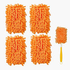 Reusable Duster Refill Compatible with Swiffer Hand Duster - 360 Heavy Duty Microfiber Duster Refills - 4 Pack for Ceiling Fans, Furniture, and Electronics (Orange,Handle is Not Included)