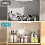 Vtopmart 2 Pack Clear Stackable Storage Drawers,9.7" High Plastic Organizers Bins for Skincare, Bathroom Supplies,Ideal for Cabinet,Undersink,Vanity,Kitchen,Pantry Organization