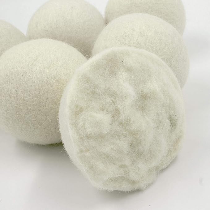 Heritage Park Wool Dryer Balls - 100% New Zealand Wool Handmade, Reusable Dryer Balls for Laundry - Decrease Drying Time - Set of 6 with Storage Bag