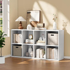 YESHOMY 8 Cube Bookcase, Open Frame 2-Tier Book Shelf, Bookshelf Storage Organizer with Adjustable Shelves for Organization, Room Decor, Milk White