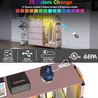 Dresser for Bedroom with Clothes Rack Side Pockets 5 Drawer Dresser with Charging Station LED Lights Black Storage Chest of Drawers for Hallway Closet Sturdy Steel Frame Wood Top (Pink)