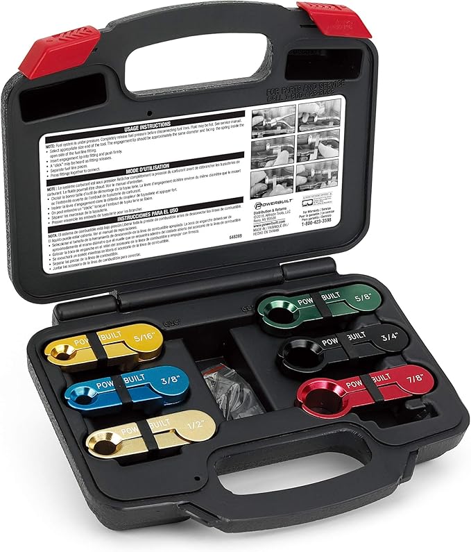Powerbuilt Master Disconnect Tool Set, 6 Piece Kit, Couplings, Fuel Lines, Filters, AC, Air Conditioning Tools, Storage Case - 648399