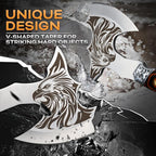 TIVOLI Camping Axe, Eagle - Patterned Survival Hatchet with Nylon Sheath, High Carbon Steel Blade Compact Outdoor Bushcraft Axe with Ergonomic Wood Grip, Camping Gear for Hiking, Chopping, Hunting
