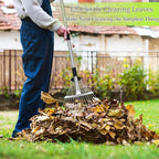 68" Heavy Duty Rake, Metal Leaf Rake with Detachable Handle, Garden Rakes for Leaves with Expandable Tines,Leaf Collector, Rakes for Lawns Heavy Duty Leaves, Debris