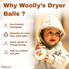 Woolly’s Wool Dryer Balls (Pack Of 3) | 100% Pure New Zealand Wool | Reduces Drying Time up to 40% | Chemical-Free Fabric Softener (3)