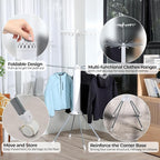 4-Legged Clothes Drying Rack Foldable,Octopus-Shaped Portable Laundry Drying Rack,Outdoor and Indoor Collapsible Drying Rack with 4 Pulleys,2 Tier