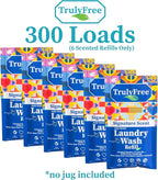 Natural Laundry Detergent for Sensitive Skin | Eco Friendly, Plant Based, Baby Clothes Safe | Clean & Easy Powder to Liquid, 6 Pack Refill Detergent, NO Jug | Signature Scent, 300 Loads