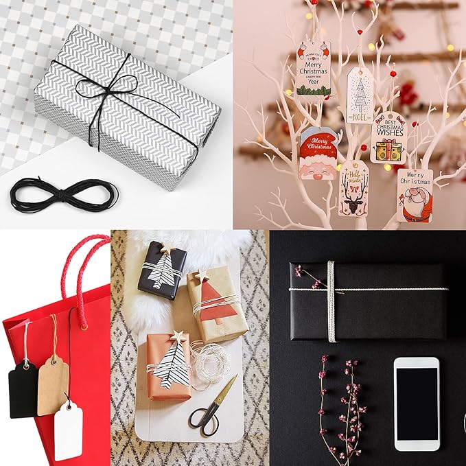 Anvin Cotton Twine - Natural Jute Packing & Wrapping Twines (Black, White) - 984 Feet, 10 Ply, 2mm Thick - Ideal for Bakers, Butchers, Arts & Crafts, Gardening - Pack of 3