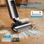 OLIXIS Wet Dry Vacuum Cleaner, Cordless All-in-One Vac Mops, Vacuum Mop with Self-Cleaning System, Dual Water Tank Design, Tangle-Free Brush, Dual-Edge Cleaning, 35-Min Runtime