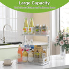 REALINN Under Sink Organizer, Height Adjustable Under Sink Organizers and Storage, 2 Tier Pull Out Drawer Cabinet Storage for Kitchen Bathroom, 1 Pack, Clear