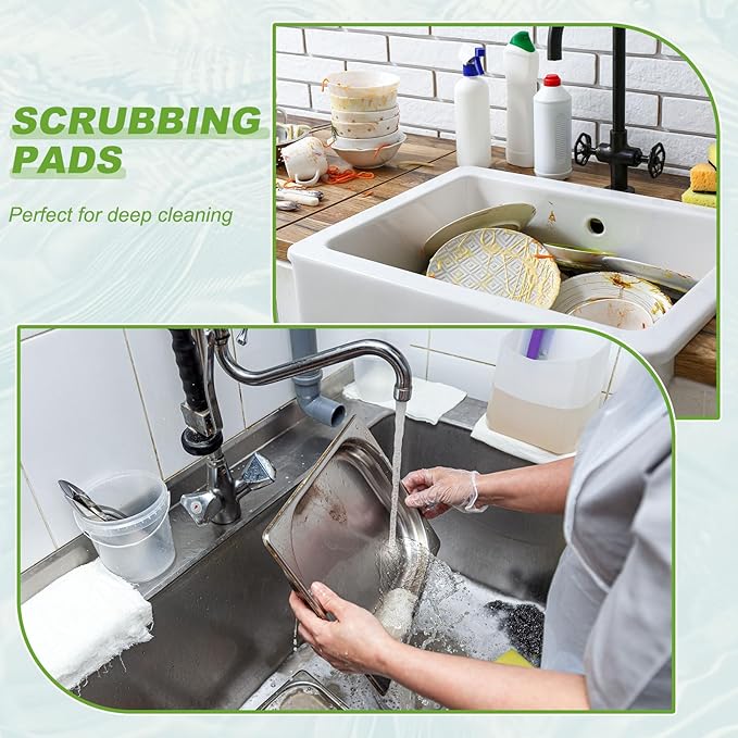 Power Scrub Pads, Scrubbing Pads 1500 Grits Scouring Discs - Fitting for (Home Kitchen Cleaning - Drill Attachment - Scrubber Replacement) 6 Pcs & 5 Inch & Green-Gray