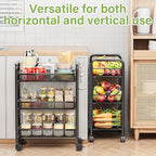 JANE EYRE 3-Tier Rolling Utility Storage Rack Cart on Wheels, Trolley Craft cart, Multi-Purpose Organizer Shelf, Black