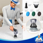 MR.SIGA Electric Spin Scrubber for Kitchen and Bathroom Cleaning, Waterproof Rechargeable Cordless Spin Scrubber with 5 Replaceable Cleaning Brushes and Pads