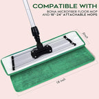 Matthew 18'' Microfiber Mop Replacement Pads for Wet Dry Reusable Mops Floor Home Commercial Cleaning Refills, Machine Washable Compatible with Bona Mop&Any Microfiber Flat Mop System Green (12 Pack)