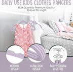 TechZoo 50 Premium Kids Velvet Hangers - 14'' Non-Slip, Ultra-Slim & Space-Saving Hangers - 360° Swivel Hook, Strong & Durable for Children & Preteens - Purple